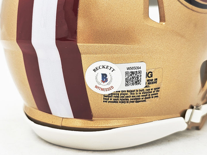 Bryant Young Auto Signed 49ers Gold Speed Mini Helmet "HOF 22" Beckett Witness