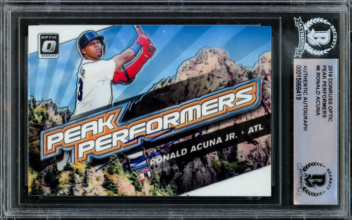Ronald Acuna Jr. Signed 2019 Donruss Optic Peak Performers Card #PP-6 Braves