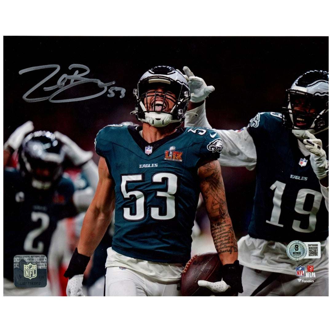 Zack Baun Autographed Philadelphia Eagles 8x10 Photo Beckett Witness 52875