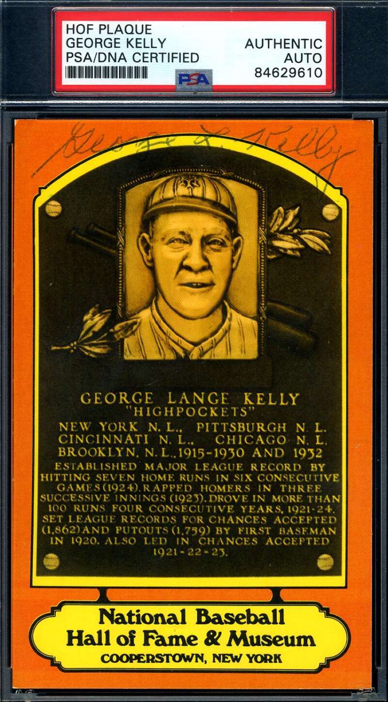 George Kelly PSA DNA Coa Signed Color HOF Postcard Autograph