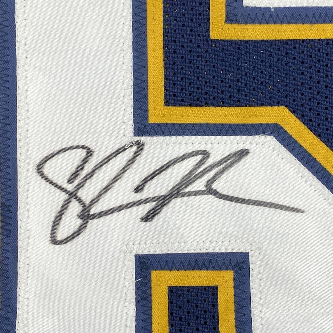 Autographed/Signed SHAWNE MERRIMAN San Diego Dark Blue Jersey BAS COA
