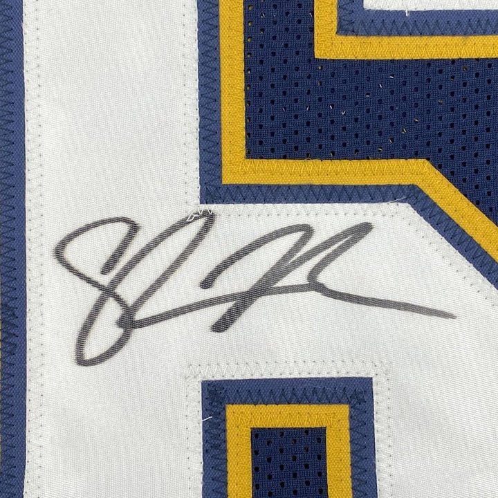 Autographed/Signed SHAWNE MERRIMAN San Diego Dark Blue Jersey BAS COA