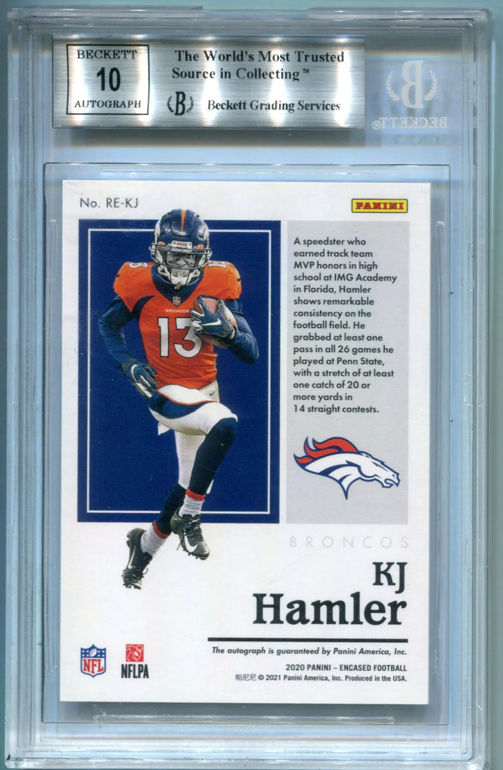 KJ Hamler 2020 Panini Encased Rookie Endorsements Auto Card (BGS MT 9) 7/75