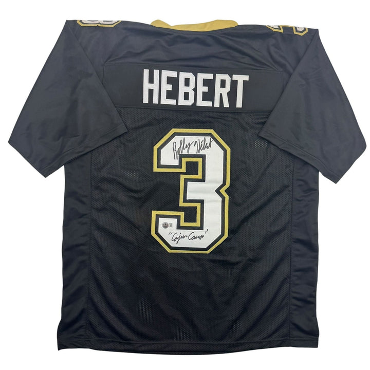 Autographed/Signed Bobby Hebert New Orleans Black Football Jersey BAS COA