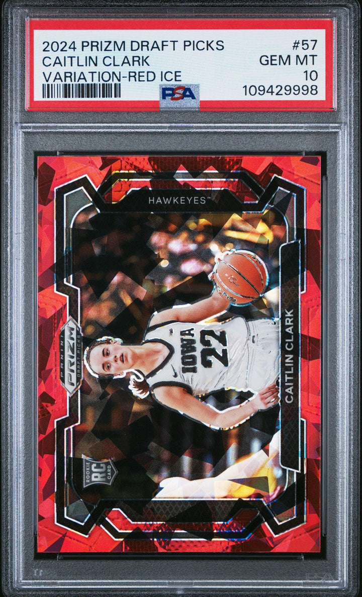 Graded 2024 Panini Prizm DP Caitlin Clark #57 Variation Red Ice RC Card PSA 10