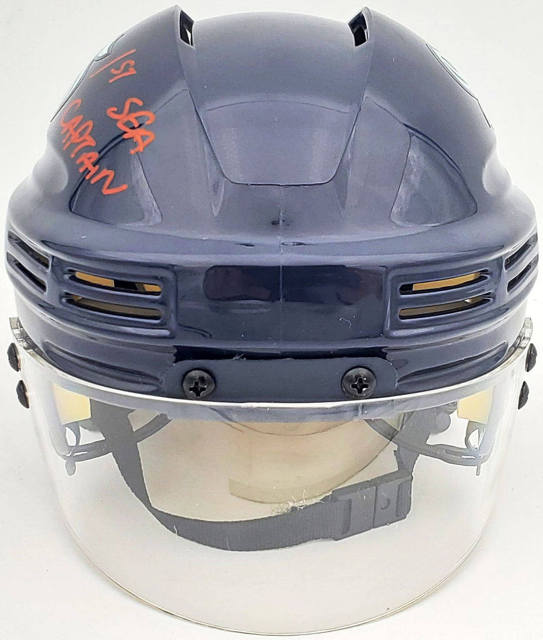 Mark Giordano Auto Seattle Kraken Blue Mini Helmet 1st SEA Captain Fanatics Holo
