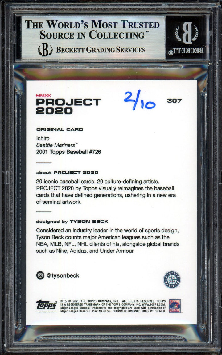 Ichiro Suzuki Auto Topps Project 2020 Tyson Beck Card 307 Mariners /10 BAS