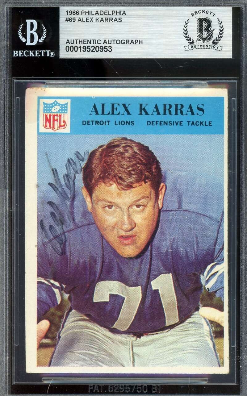 Alex Karras Beckett BAS Signed 1966 Philadelphia Autograph Lions