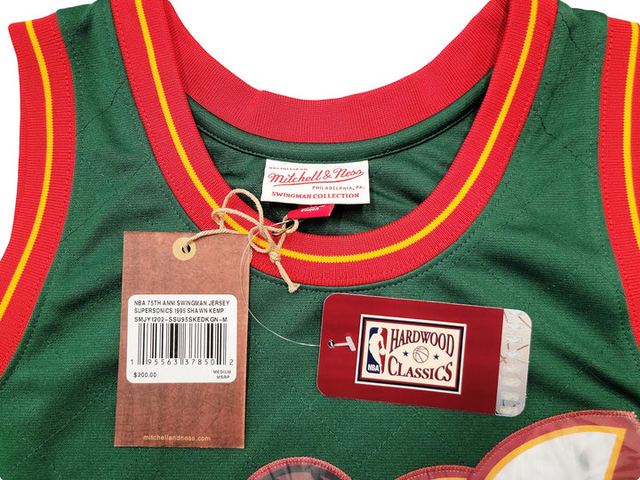Sonics Shawn Kemp Auto Green Auth Mitchell Ness HWC Swingman Jersey NBA Top 75 M