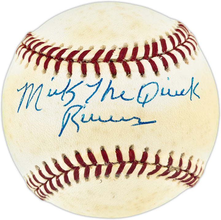 Mickey Rivers Auto Official 1978 WS Logo Baseball Yankees The Quick Beckett 271