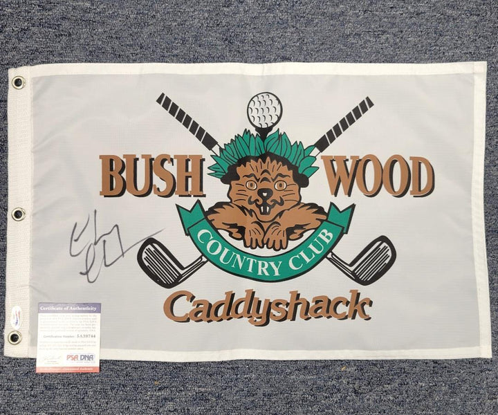 Chevy Chase signed Caddyshack Bush Wood Country Club Pin Flag autograph PSA ITP