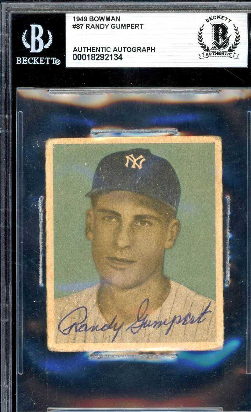 Randy Gumpert Beckett BAS Signed 1949 Bowman Autograph