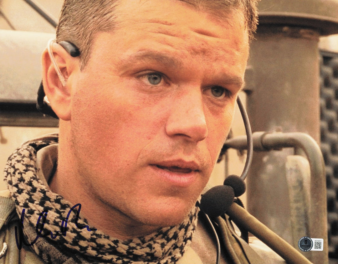 Matt Damon Autographed Signed 11x14 Photo Green Zone Beckett BAS QR #AE31910