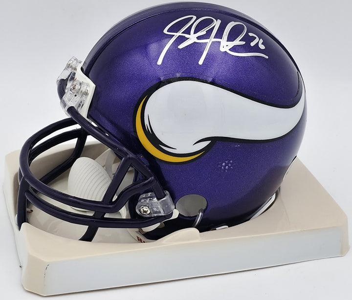 Steve Hutchinson Signed Minnesota Vikings Purple Mini Helmet Beckett #BS30342