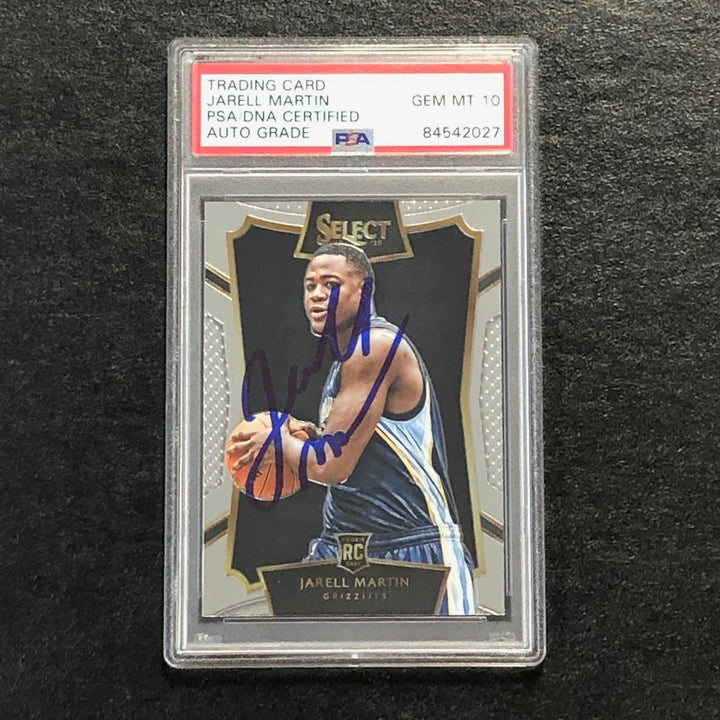 2015-16 Panini Select #15 Jarell Martin Signed Card AUTO 10 PSA Slabbed RC Grizz