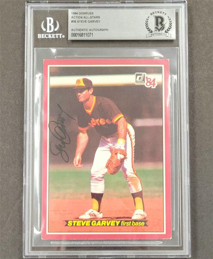 1984 Donruss Action All-Stars #38 Steve Garvey signed card autograph Beckett BAS