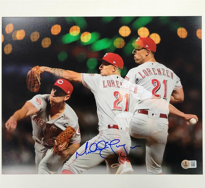 Michael Lorenzen signed Cincinnati Reds 11x14 Photo auto ~ Beckett BAS Witness