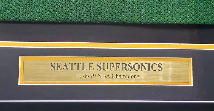 1978-79 NBA Champs Supersonics Multi Signed Framed Green Jersey 9 Sigs MCS Holo