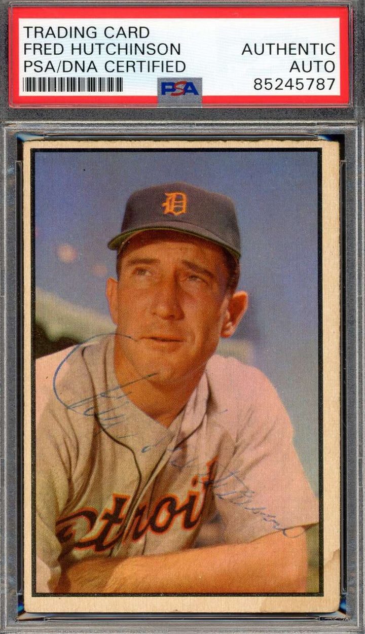 Fred Hutchinson D.64 PSA DNA Signed 1953 Bowman Color Autograph