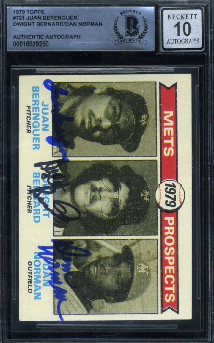 Berenguer Bernard Norman Gem Mint 10 Beckett BAS Signed 1979 Topps Prospects