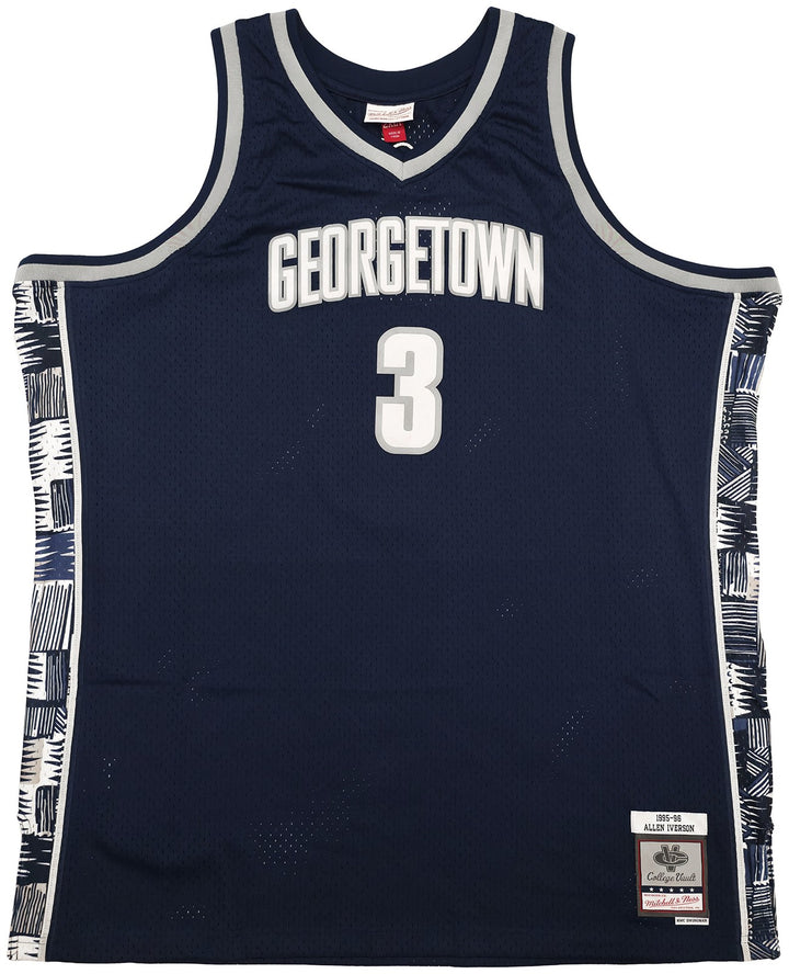 Georgetown Hoyas Allen Iverson Auto Blue Mitchell Ness 95-96 Jersey 2XLT BAS