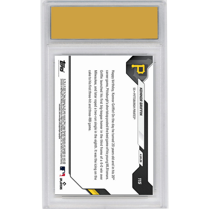 Graded 2026 Topps Now Konnor Griffin #115 Rookie RC Baseball Card HOFSM 10