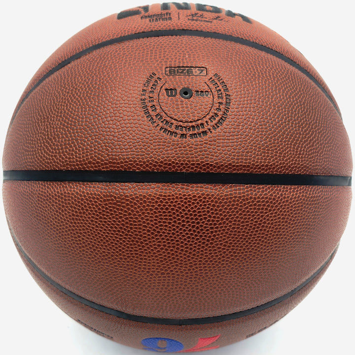 Allen Iverson Auto Composite Leather Basketball 76ers Logo (Smudged) Beckett Wit