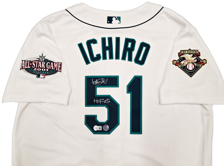 Mariners Ichiro Suzuki Auto White M&N Cooperstown 2001 Rookie Jersey 52 HOF 25