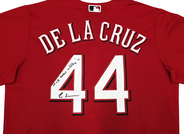 Reds Elly De La Cruz Auto Red Nike Jersey Size XL "MLB Debut 6/6/23" Beckett Wit