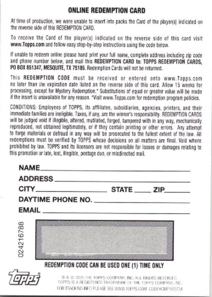 2025 Topps Now Kyle Schwarber #625 Game Used Base 4 HR Red /5 Redemption Card