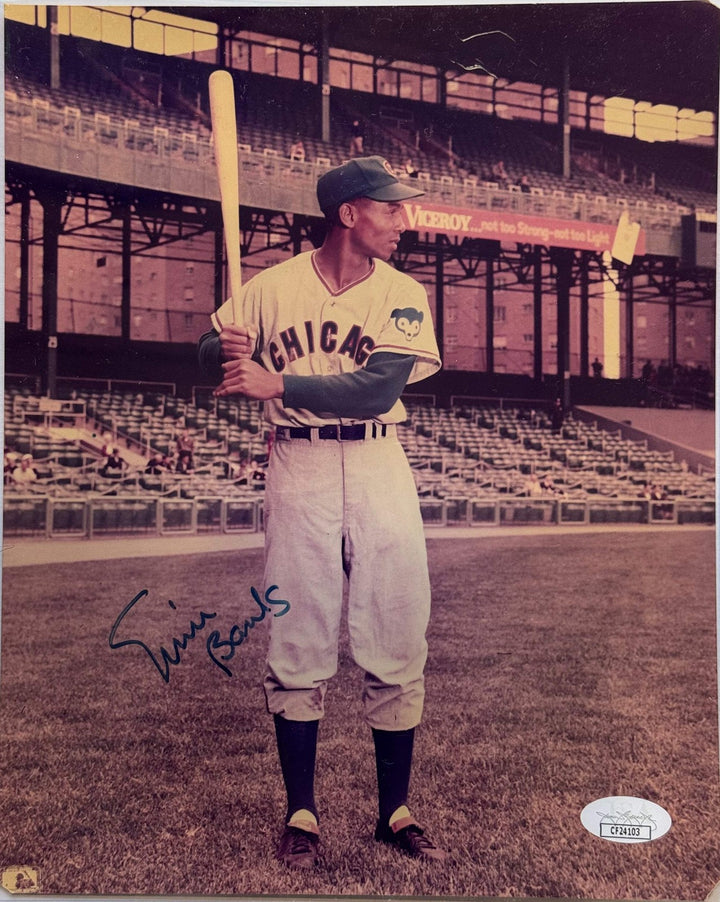 Ernie Banks Autographed Cubs 8X10 Baseball Photo (JSA)