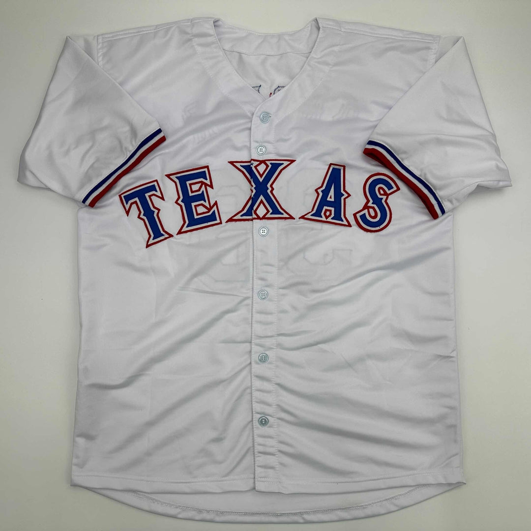 Facsimile Autographed Wyatt Langford Texas White Reprint Jersey Size Men's XL