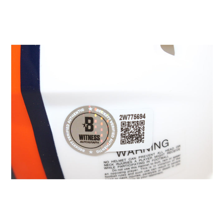 Dre Greenlaw Autographed Denver Broncos 2023 Alt Mini Helmet Beckett 50993