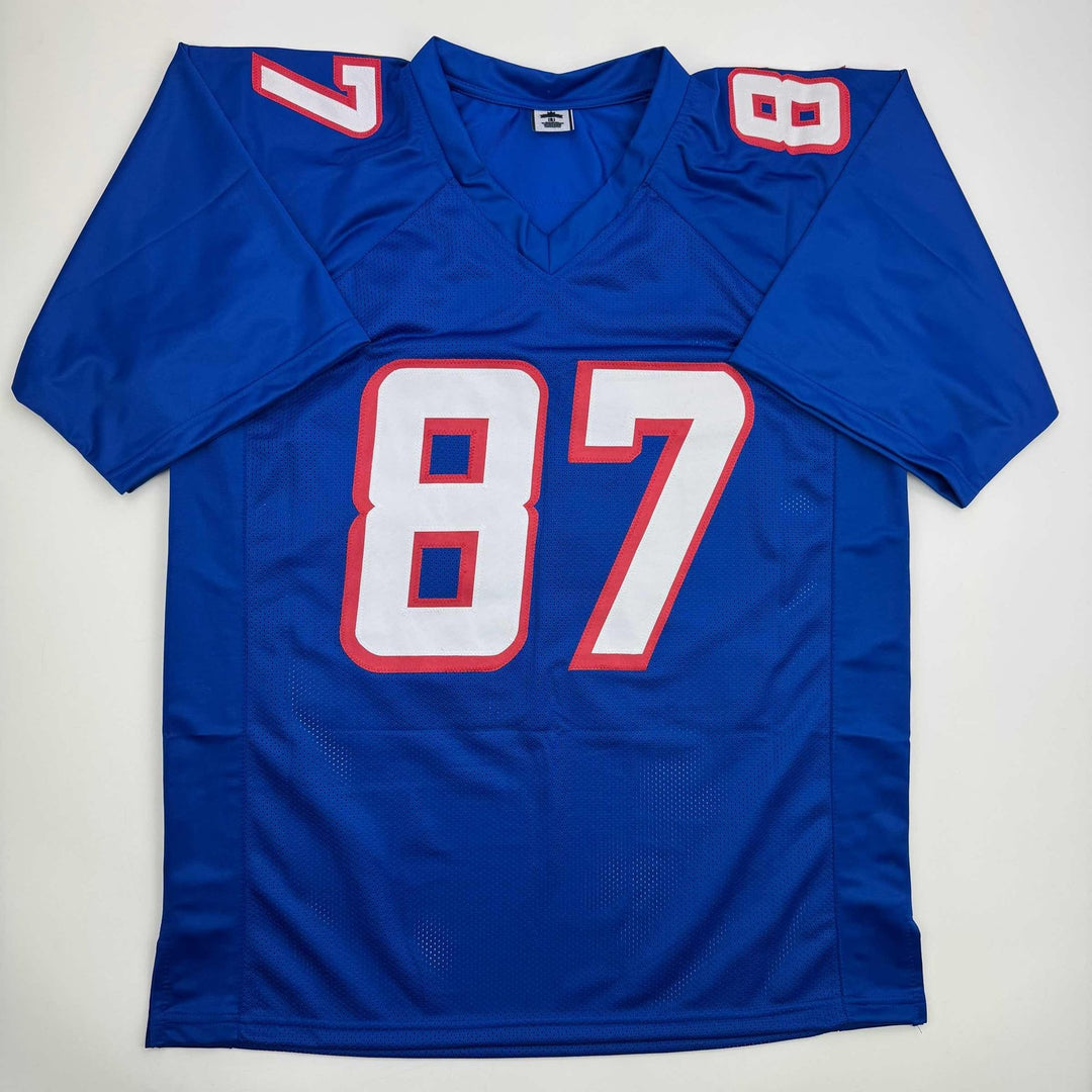 Autographed/Signed Ben Coates New England Blue Jersey Beckett BAS COA
