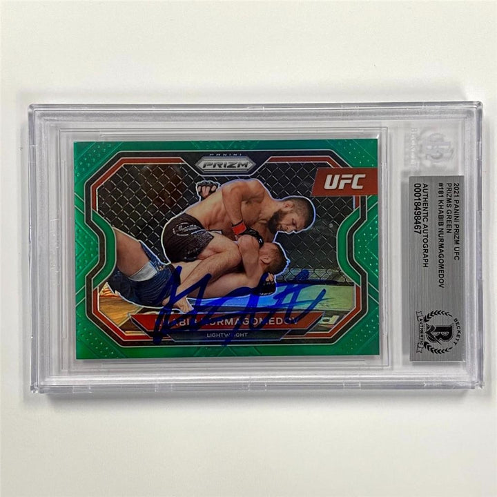 2021 Panini Prizm UFC Green Khabib Nurmagomedov #181 auto ~ Beckett BAS