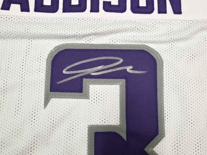 Minnesota Vikings Jordan Addison Signed White Jersey JSA Witness