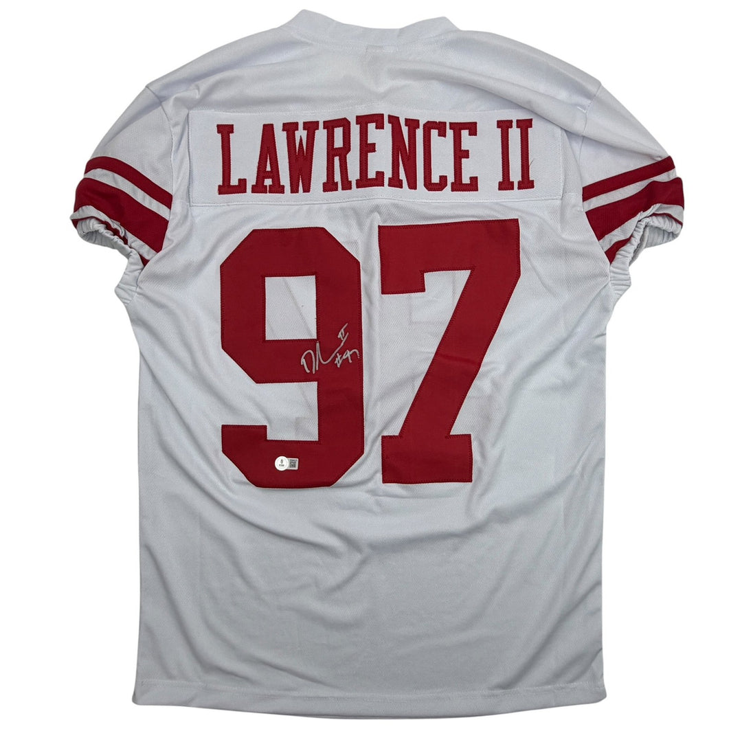 Autographed/Signed Dexter Lawrence New York White Pro Cut Jersey Beckett BAS COA