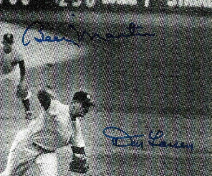 Don Larsen Billy Martin signed 8x10 1956 Perfect Game photo framed JSA LOA