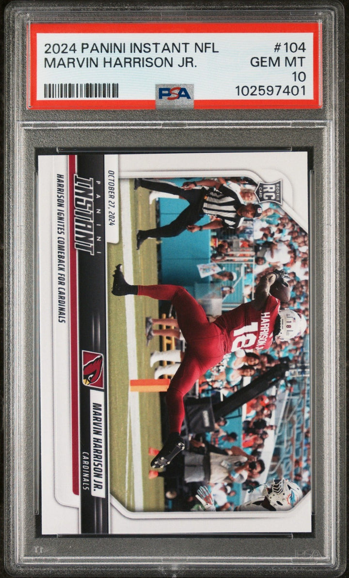 Graded 2024 Panini Instant NFL Marvin Harrison Jr #104 Rookie Card PSA 10