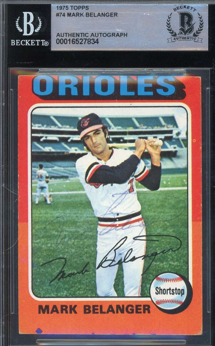 Mark Belanger Beckett BAS Signed 1975 Topps Autograph