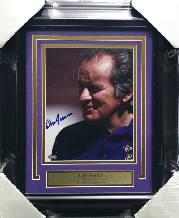 Don James Autographed Framed 8x10 Photo Washington Huskies MCS Holo #88809