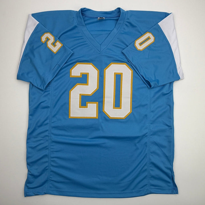 Autographed/Signed Natrone Means LA San Diego Powder Blue Jersey Beckett BAS COA