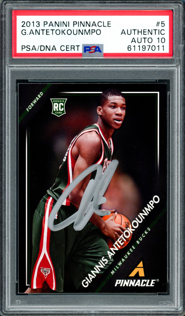 Giannis Antetokounmpo Signed 2013 Panini Pinnacle RC #5 Bucks Auto GM 10 PSA/DNA