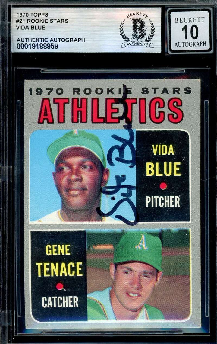 Vida Blue Gem Mint 10 Beckett BAS Signed 1970 Topps Rookie Stars Autograph