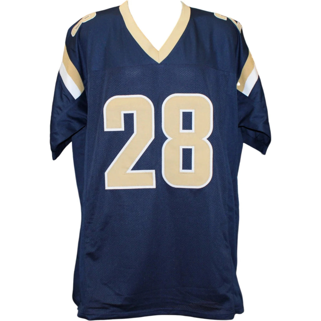 Marshall Faulk Autographed/Signed Pro Style XL Jersey TB Blue Beckett W 58519