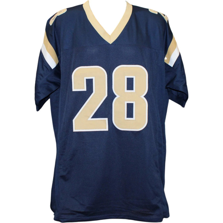 Marshall Faulk Autographed/Signed Pro Style XL Jersey TB Blue Beckett W 58519