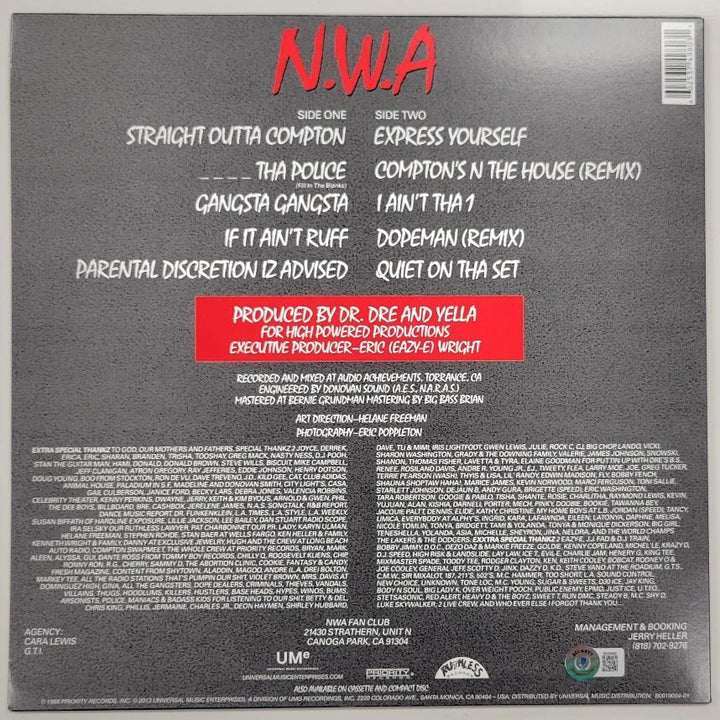 Ice Cube signed N.W.A. NWA Straight Outta Compton vinyl record LP Beckett BAS