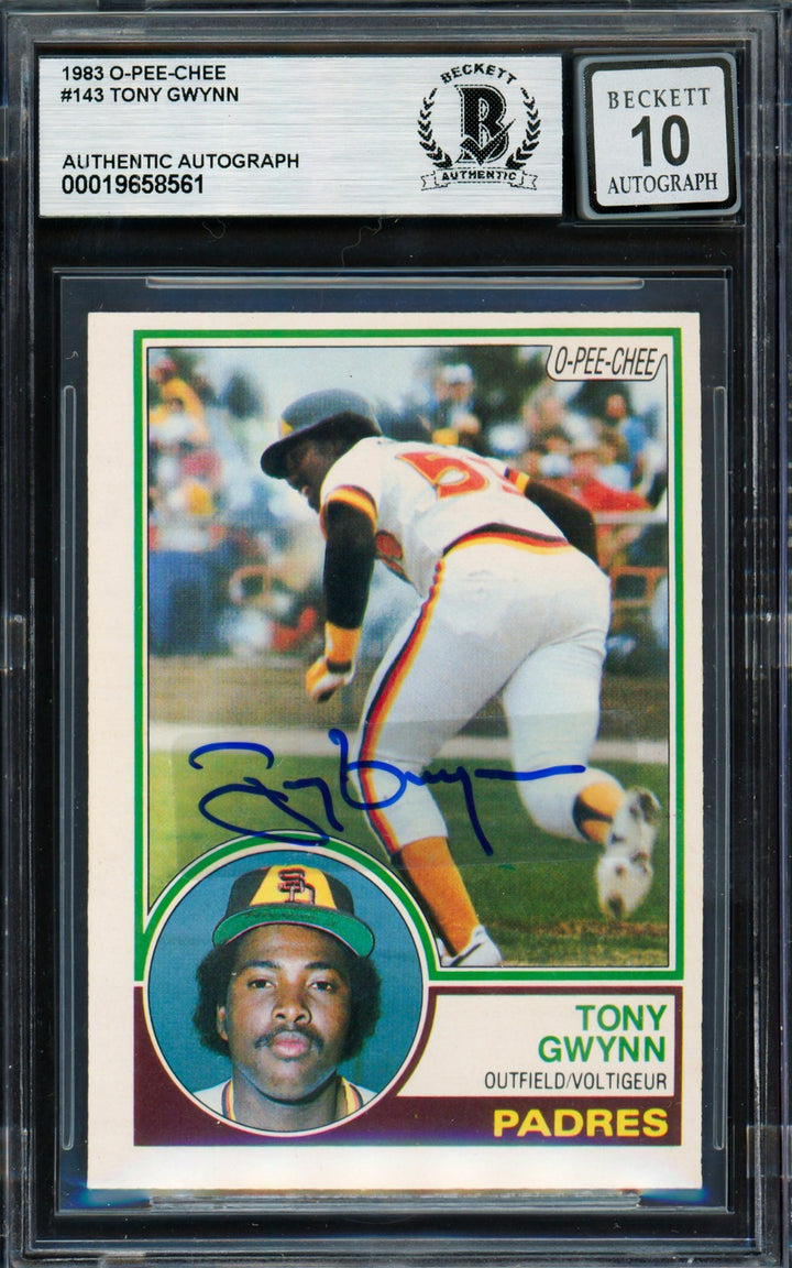 Tony Gwynn Signed 1983 O Pee Chee RC #143 Padres Sig GM 10 Card Beckett