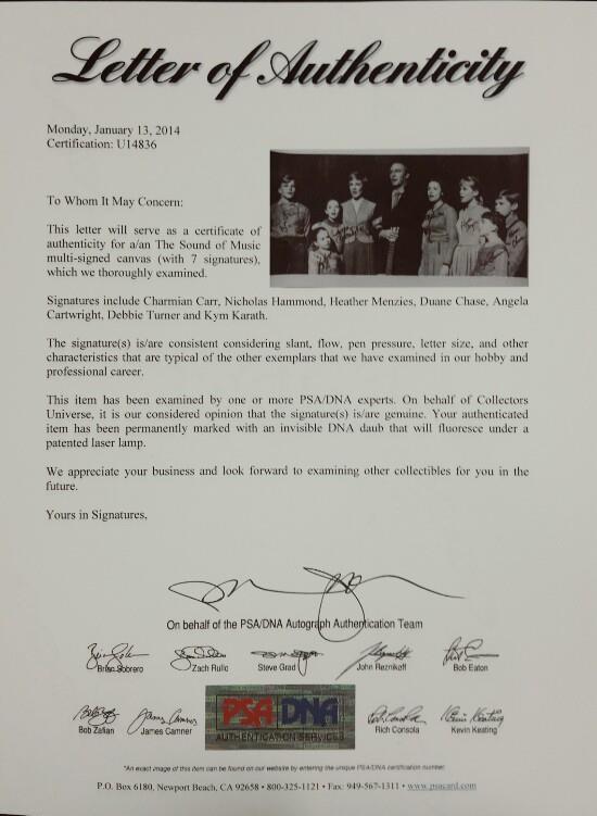 Sound of Music autograph cast signed 12x24 Canvas Photograph PSA/DNA COA LOA