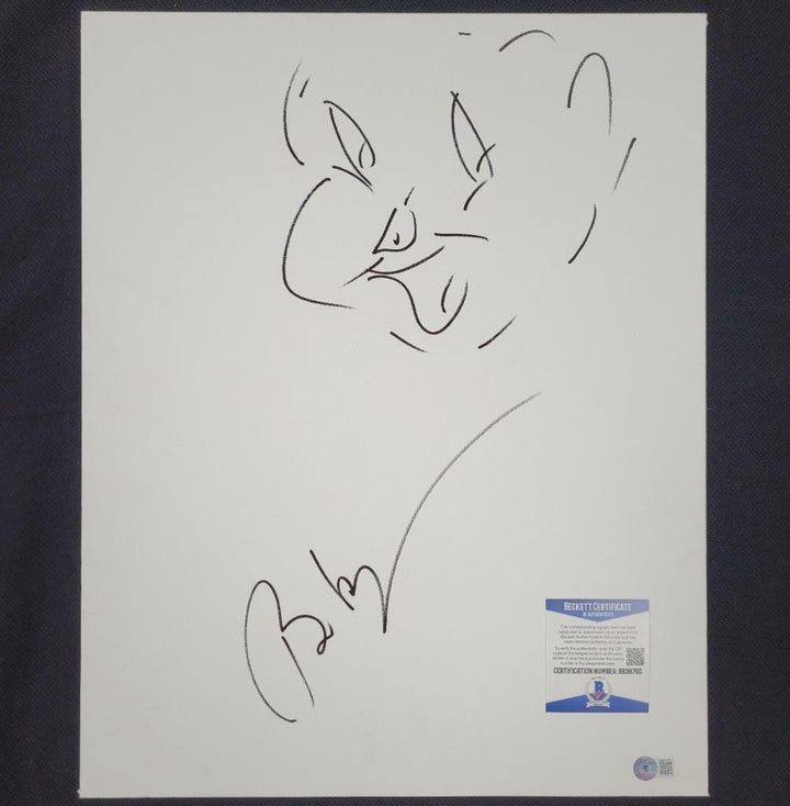 Bob Bergen signed sketch Looney Tunes Porky Pig 16x20 Canvas Board ~ BAS COA